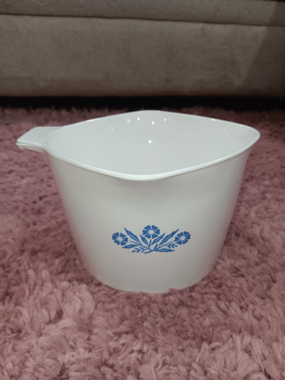 Corningware White Mixing Bowl with Blue Floral Motif